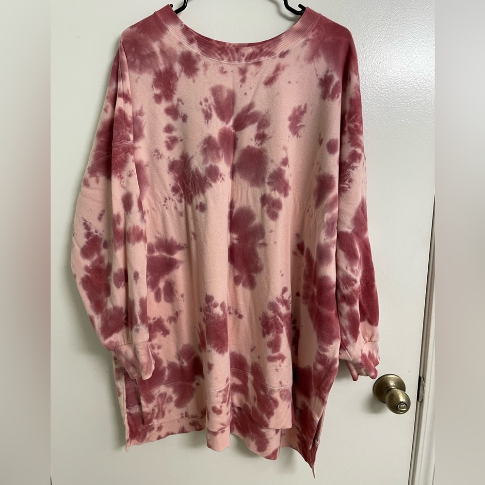 Old Navy Vintage Boyfriend Tunic Sweatshirt Pink Tie-Dye size 2X